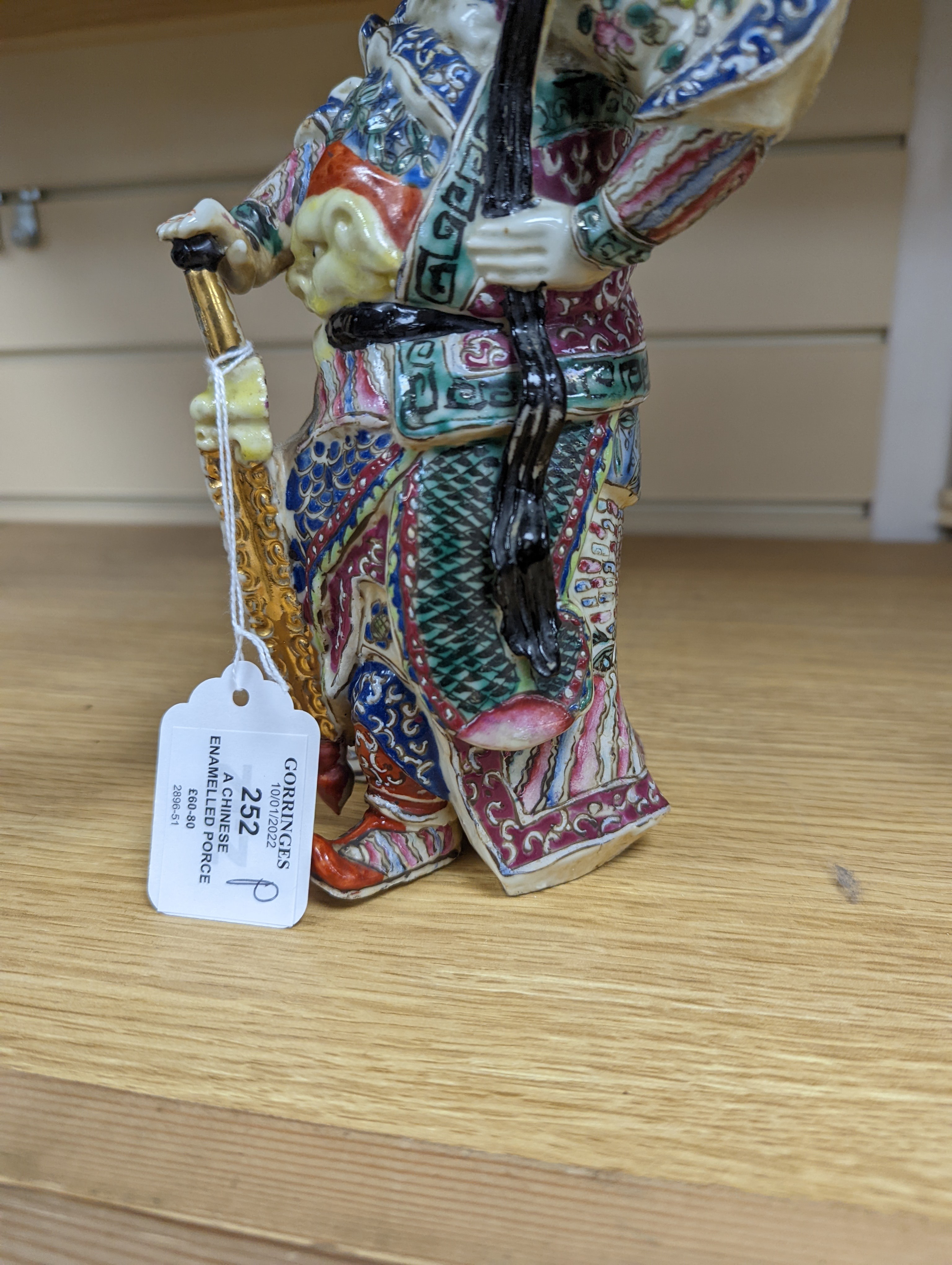 A Chinese enamelled porcelain figure of a General, Republic period, 26cm